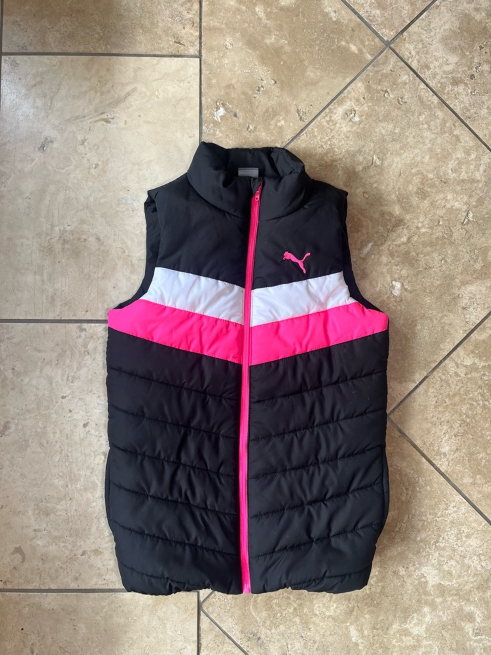 Puma Black Vest with Pink Accent Zipper